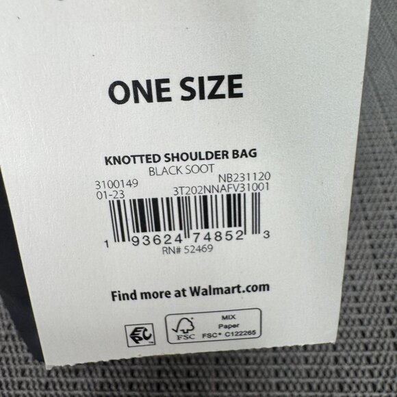 No Boundaries Knotted Shoulder Bag Black Soot One Size Eco-Friendly Design - Picture 4 of 7